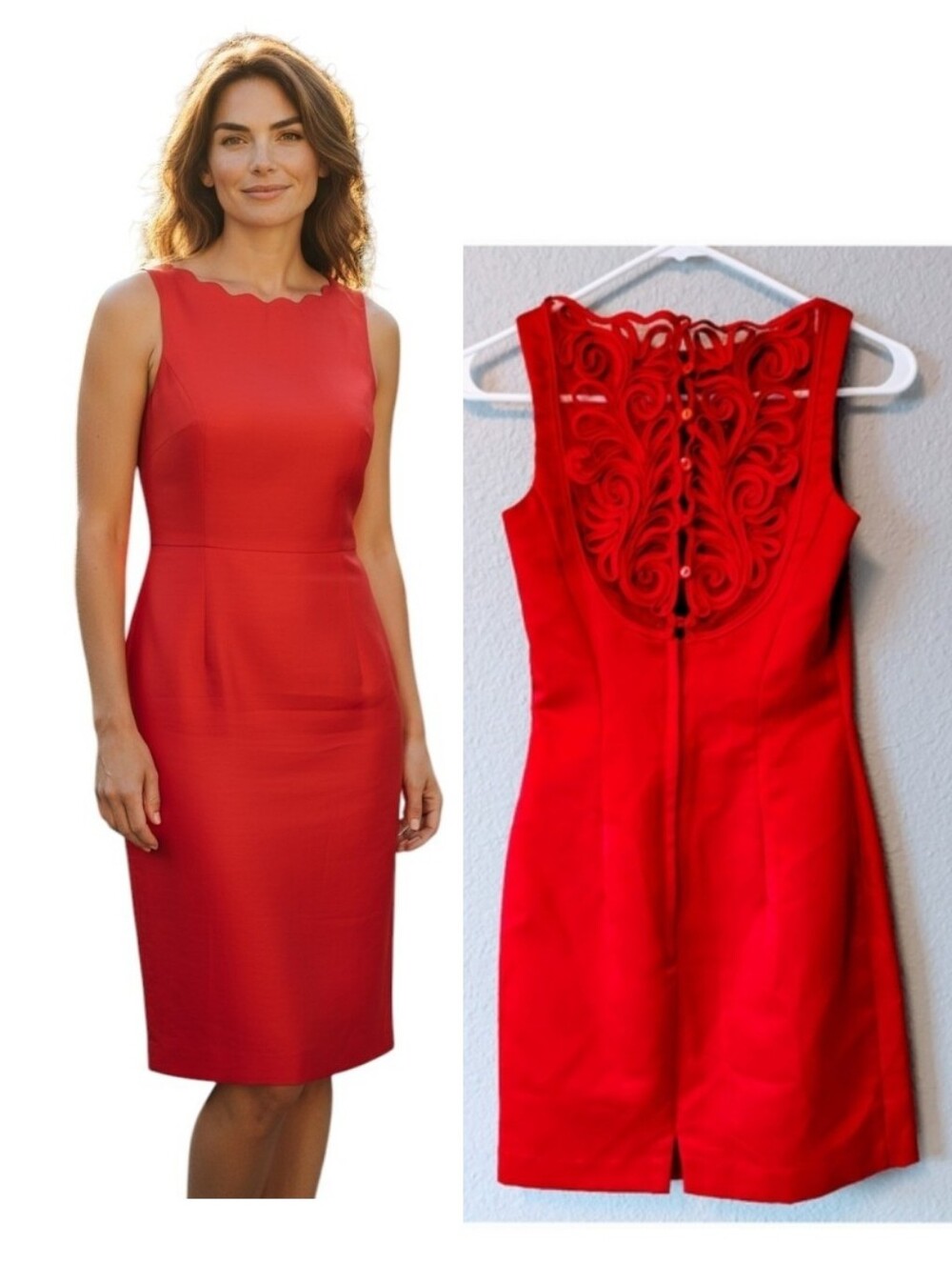 Vintage Gunne Sax By Jessica McClintock Red Cocktail Dress Sz. 3/4